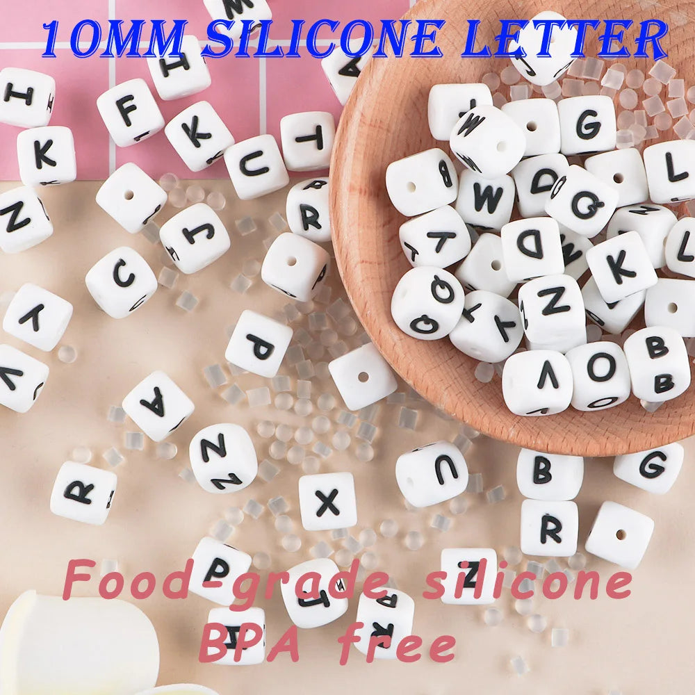 10mm Letter Silicone Beads Bulk Pack Bracelet Necklace DIY