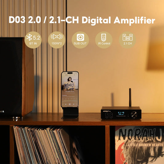 D03 Bluetooth Amplifier 2.1 150W x2 HiFi Audio