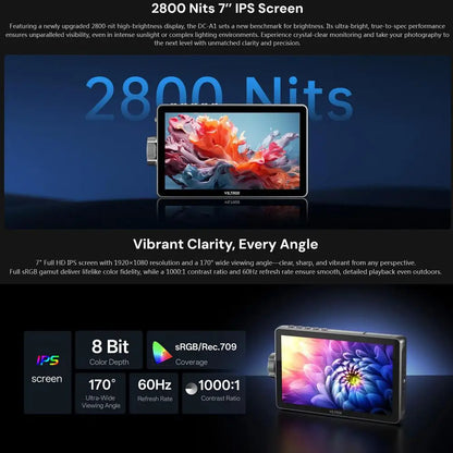 7 Inch 4K Video Field Monitor 2800nit Touchscreen