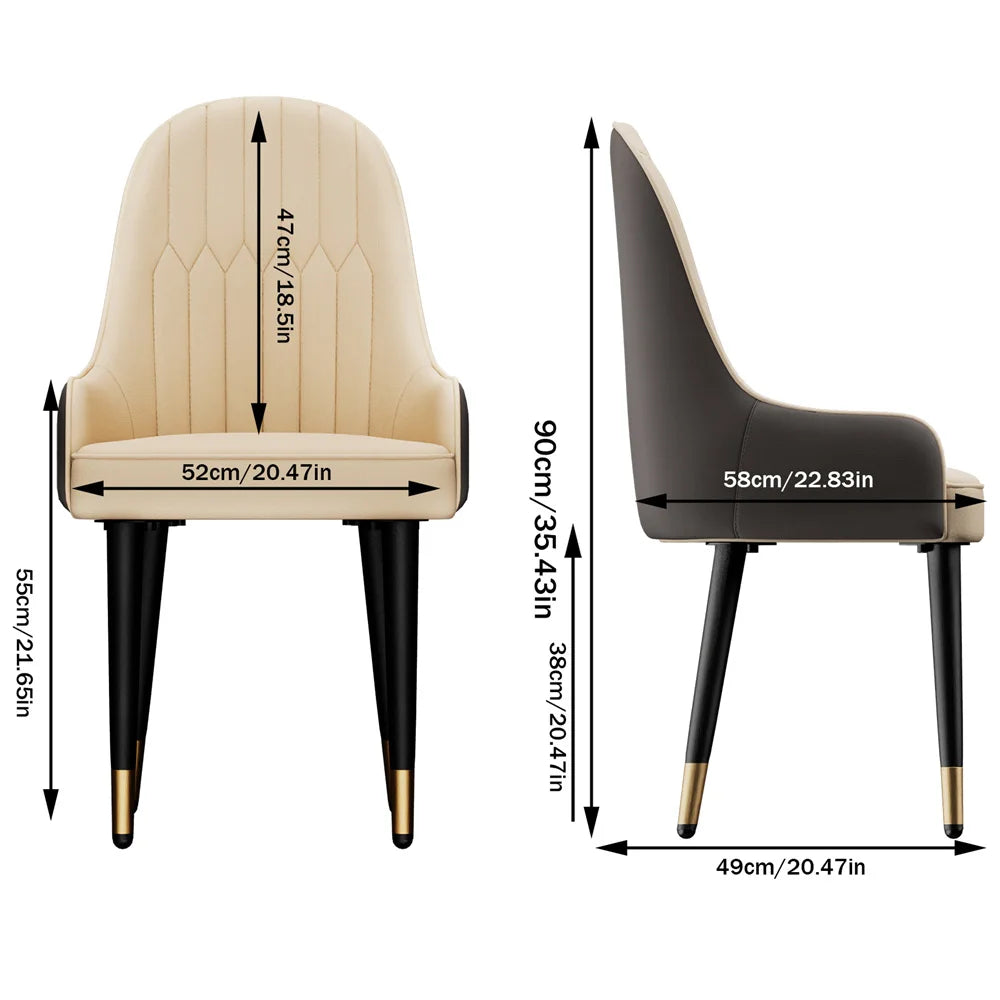 2-Piece White Microfiber Leather Dining Chairs
