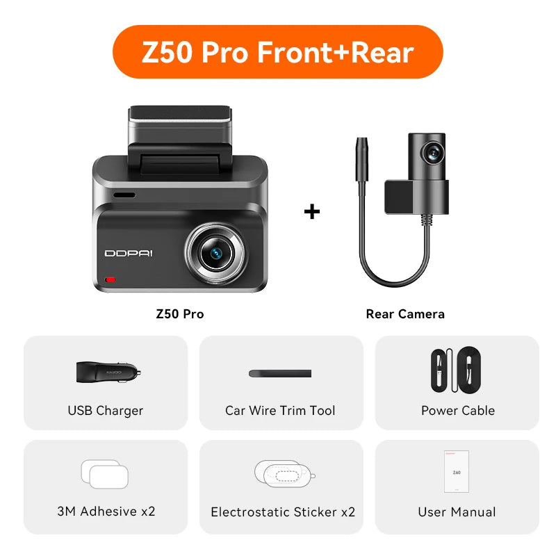 4K Front and Rear Dash Cam with GPS