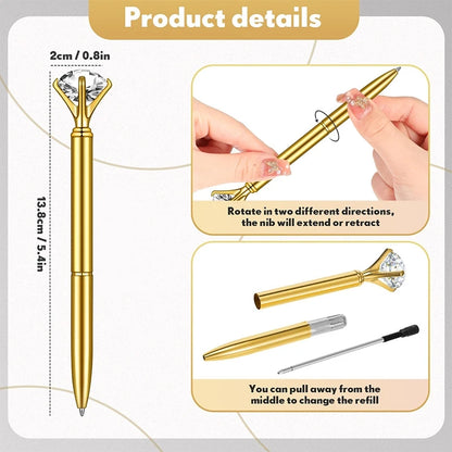 100Pcs Gold Metal Diamond Pens Bridal Shower Gifts