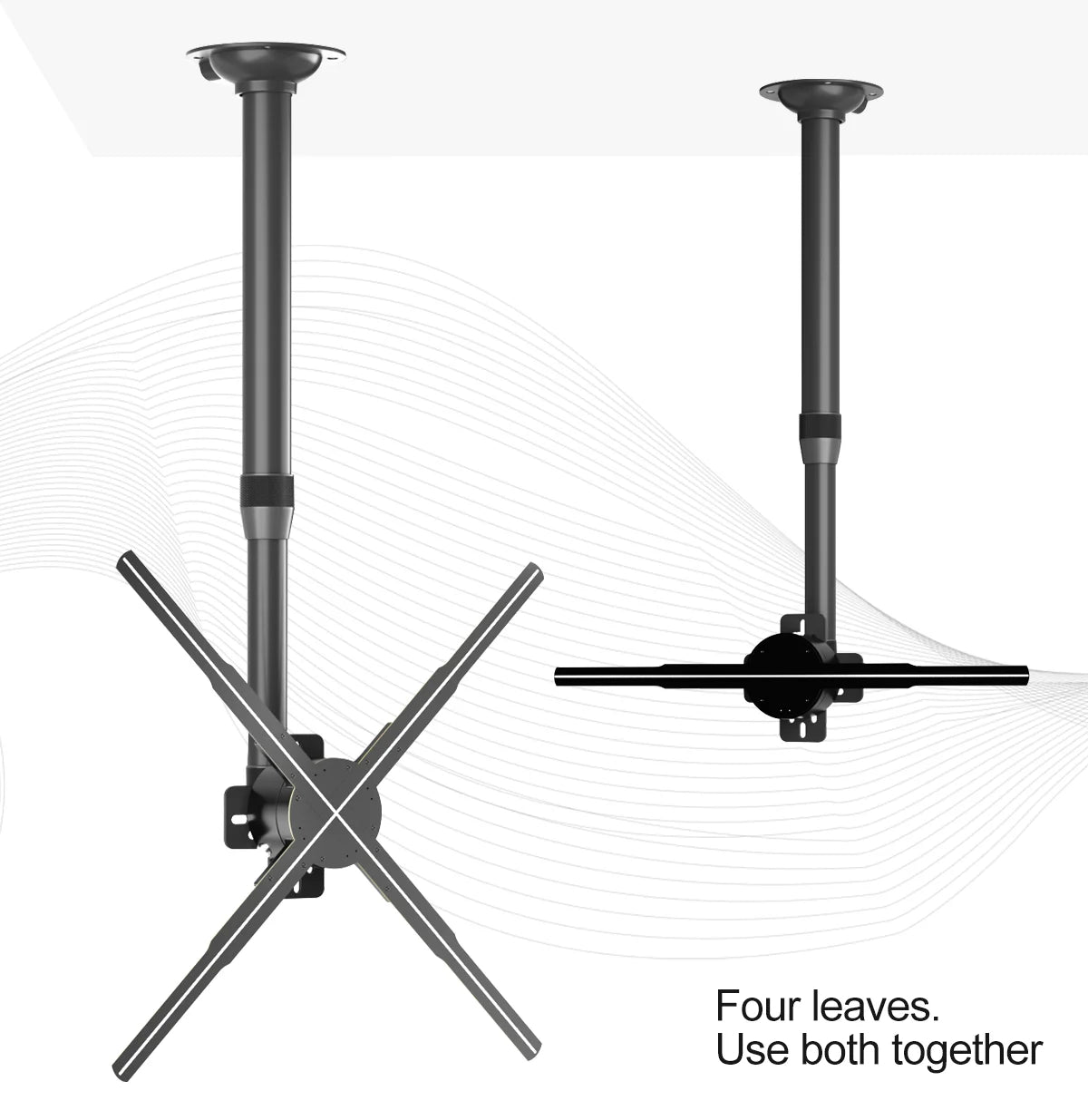 Adjustable 3D Hologram Fan Mount Universal Steel Hook Stand