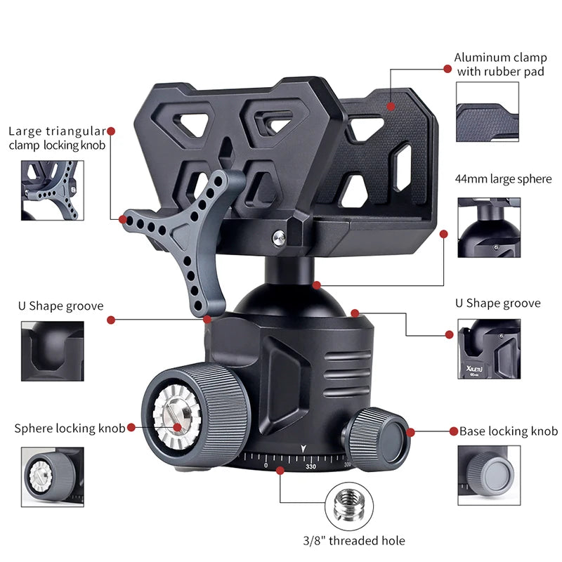 Aluminium Shooting Saddle with Ball Head for Tripods and Hunting