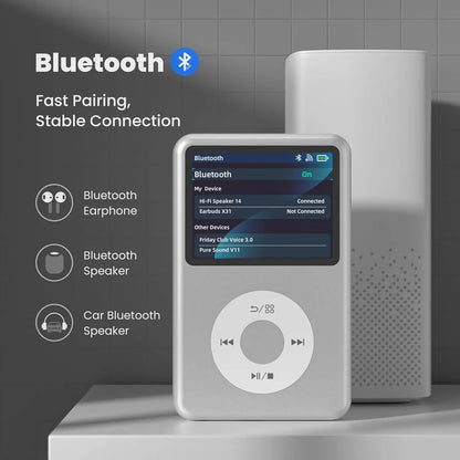 Silver 128GB Portable Music Player with Bluetooth Speaker