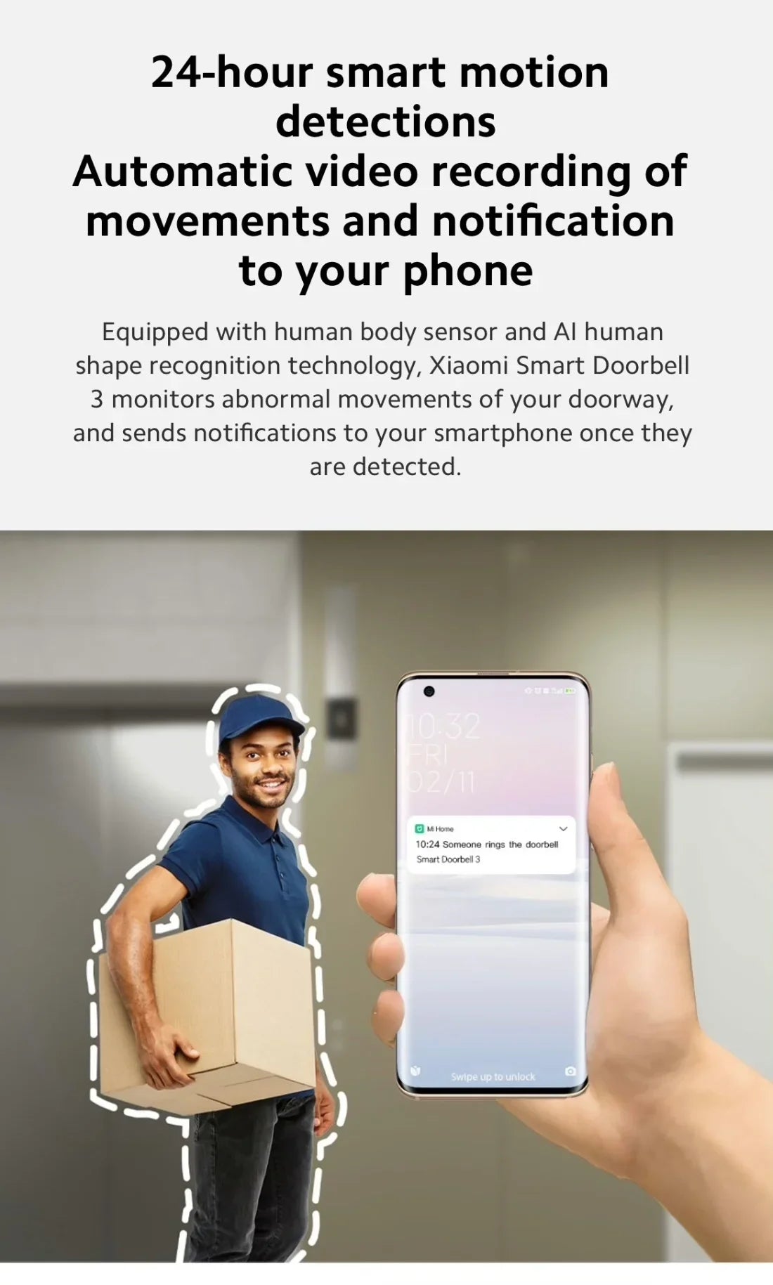 2K Smart Video Doorbell with Night Vision and AI Alerts