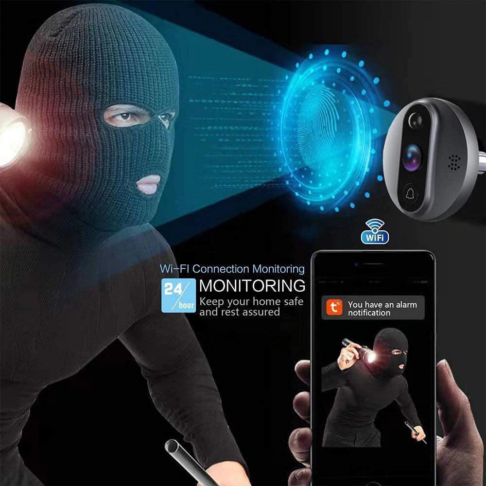 Wireless Peephole Camera 128G with Night Vision and PIR