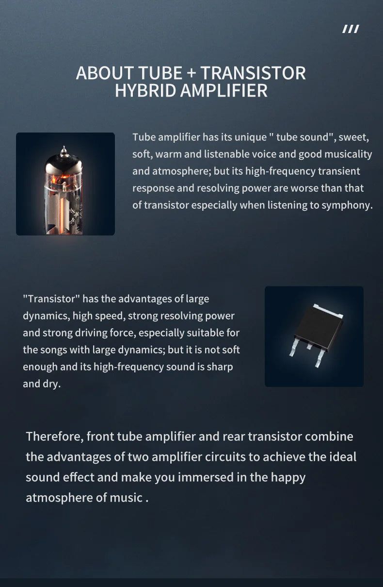 Portable USB Tube DAC Headphone Amp for Hi-Res Sound