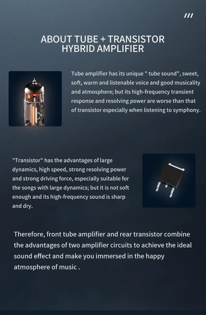 Portable USB Tube DAC Headphone Amp for Hi-Res Sound