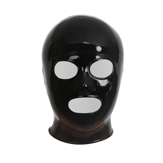 Black Latex Furry Hood with Eyes & Mouth Openings