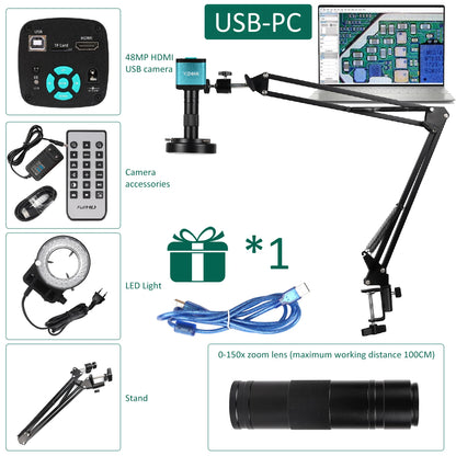 48MP 4K Microscope HDMI USB 150X Electronics Repair