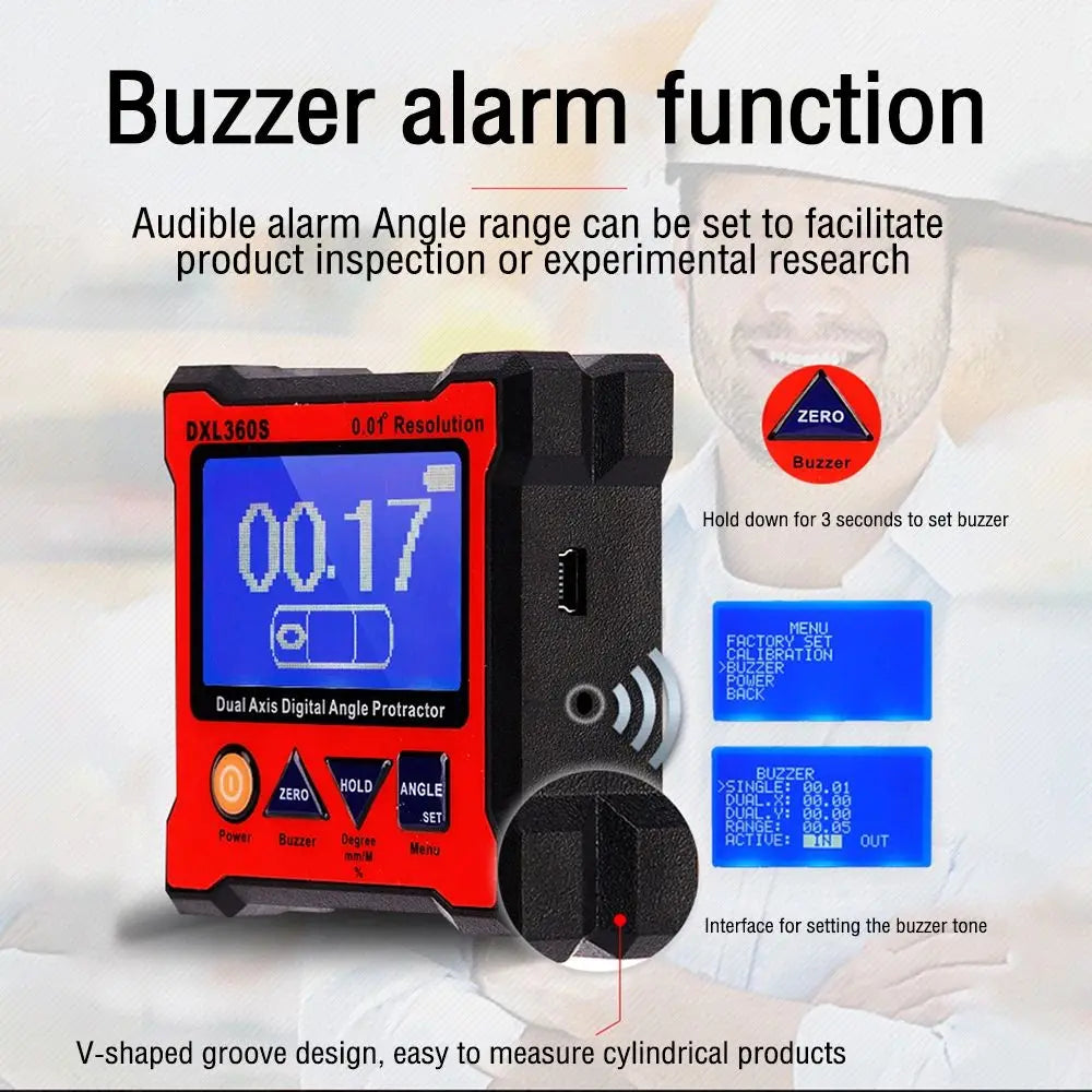 Dual Axis Digital Angle Protractor Magnetic Base Level Gauge