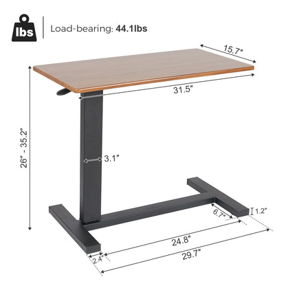 Adjustable Rolling Overbed Table with Laptop and Meal Tray