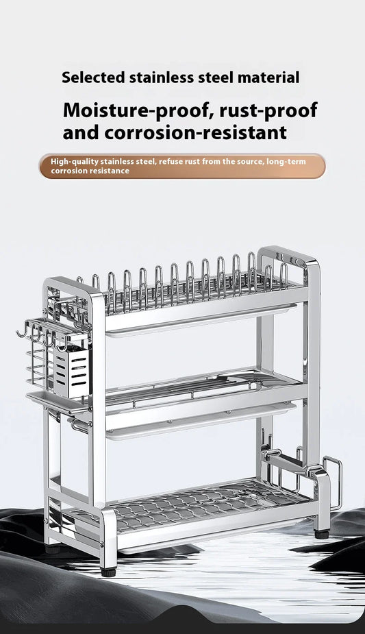 Heavy Duty 2 Tier Dish Drying Rack Organizer 43cm