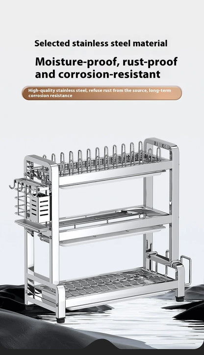 53cm Heavy Duty 2 Tier Kitchen Dish Drainer Rack