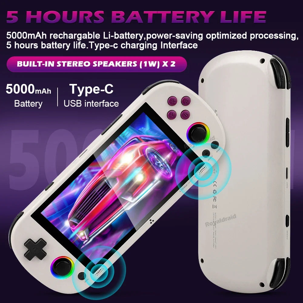 White Portable Retro Gaming Console with RGB Lighting