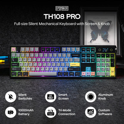Black Hot-Swap Mechanical Keyboard Wireless, Wired, 10000mAh
