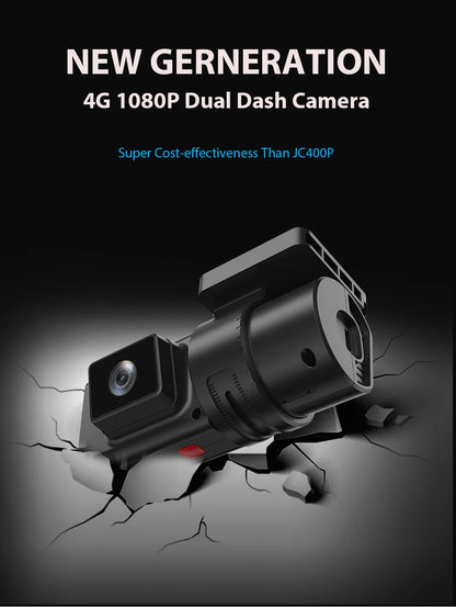 Rotatable Dual Lens Dash Cam with 4G Live Streaming