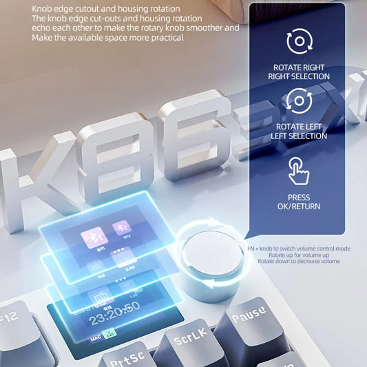 Wireless Mechanical Keyboard with Metal Knob and RGB Backlight