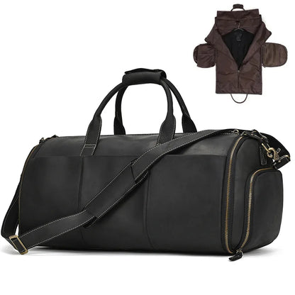 Premium Leather Business Suit Bag with Organizer Black