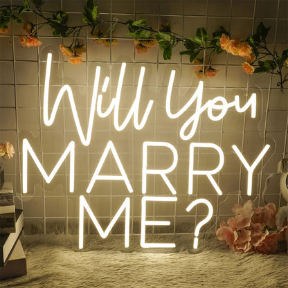 Warm White 50x40cm Will You Marry Me Neon Wall Light