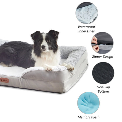 Orthopedic Memory Foam Dog Bed with Removable Armrest