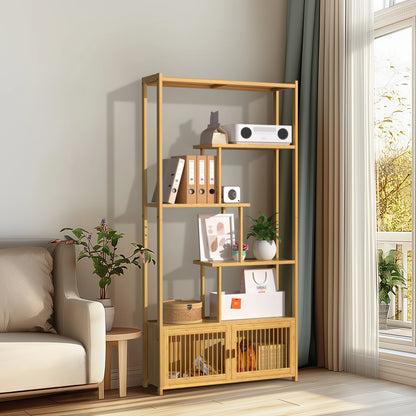 Bamboo Storage Rack with Multi-Level Shelves for Home