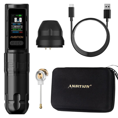 Rechargeable Black Tattoo Machine Pen with Smart LCD Screen
