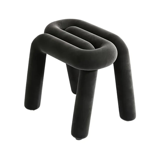 Deep Black Square Metal Vanity Stool Modern Bedroom Chair