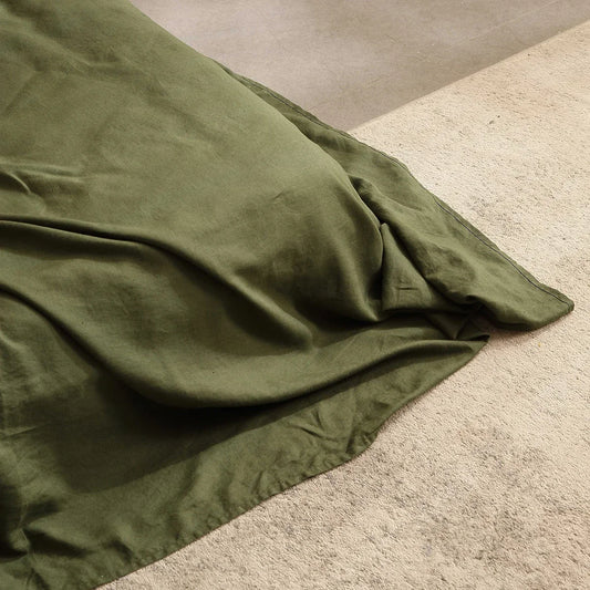 100% Linen Queen Size Bedding Set Army Green