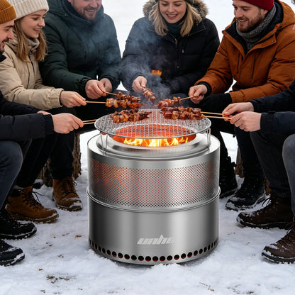 19-Inch Smokeless Stainless Steel Fire Pit Portable Outdoor Wood Burner