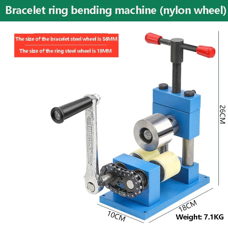 Hand Crank Ring Bender Tool with Rubber Rollers