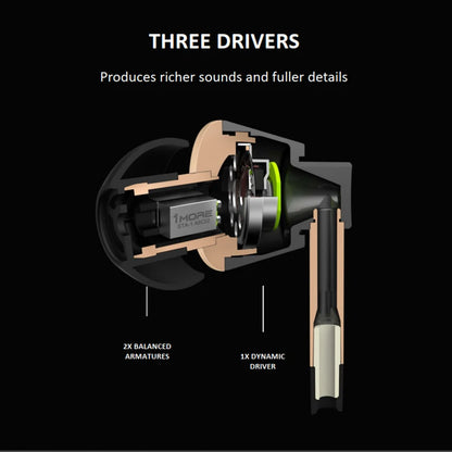 Triple Driver In Ear Headphones with Mic Gold