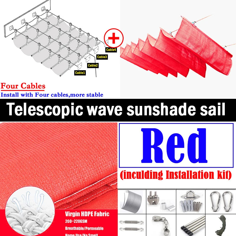 Red Sun Shade Cover for Deck 4x4m
