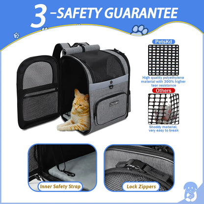 Travel Pet Backpack Breathable Carrier with Sturdy Frame Grey