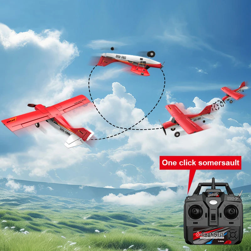 Red 4CH Brushless RC Plane with Fixed Wing