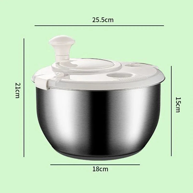Stainless Steel Salad Spinner and Vegetable Washer with Drain