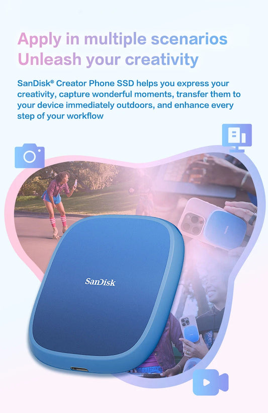 Portable 2TB USB-C SSD 1000MB/s Fast External Drive