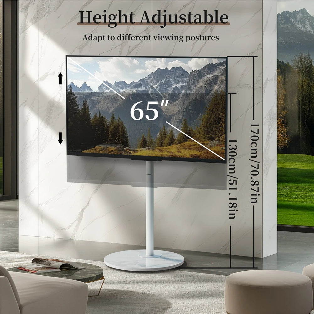 Adjustable Corner TV Stand with Wheels 40-75 Inch