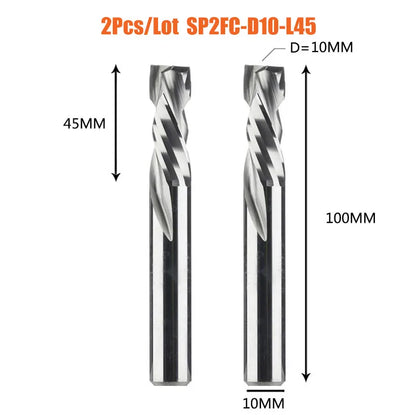 Woodworking 10mm Two-Flute End Mill Cutter 2PCS