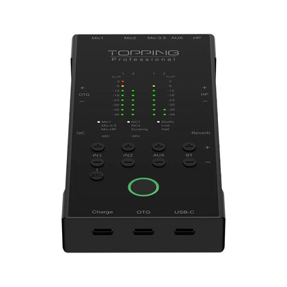 Compact Blue Audio Interface for Recording & Live Streaming
