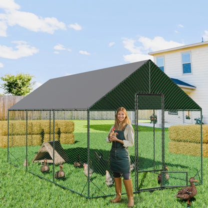 Large Outdoor Walk-In Chicken Coop with Roof Cover