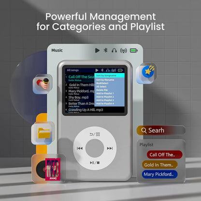 Silver 128GB Portable Music Player with Bluetooth Speaker