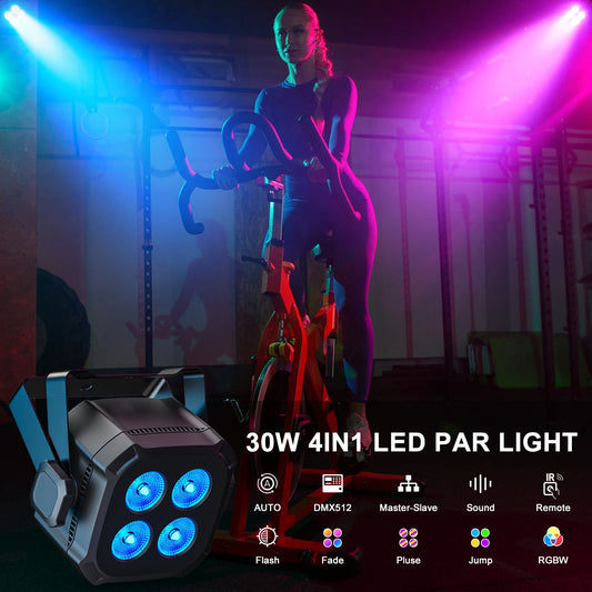 8 Pack 30W RGB LED Stage Lights with Remote