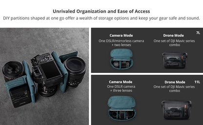 7L Camera Sling Bag Waterproof Crossbody for DSLR Black