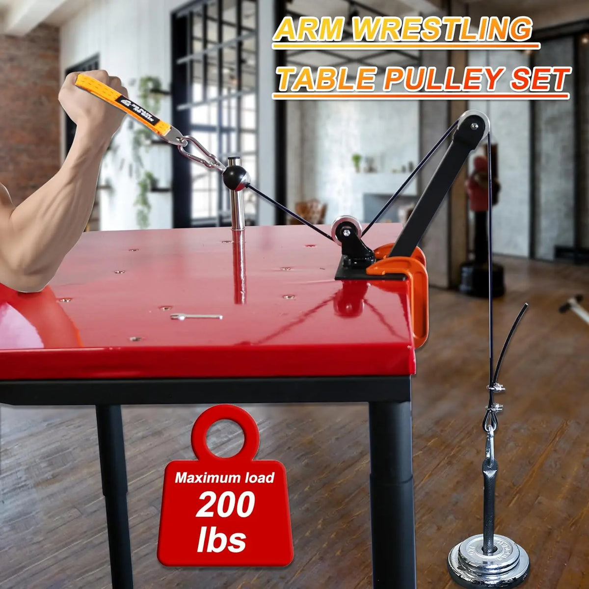 Arm Wrestling Pulley Kit with Rotating Aluminium Pulleys and Strap