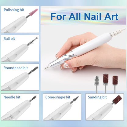 35000RPM Portable Electric Nail Drill 85W White
