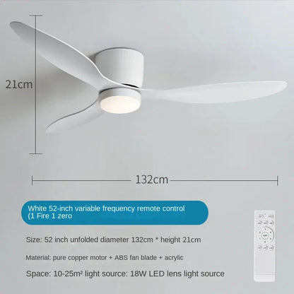 Low Profile Smart Ceiling Fan Light with Remote Nordic Style