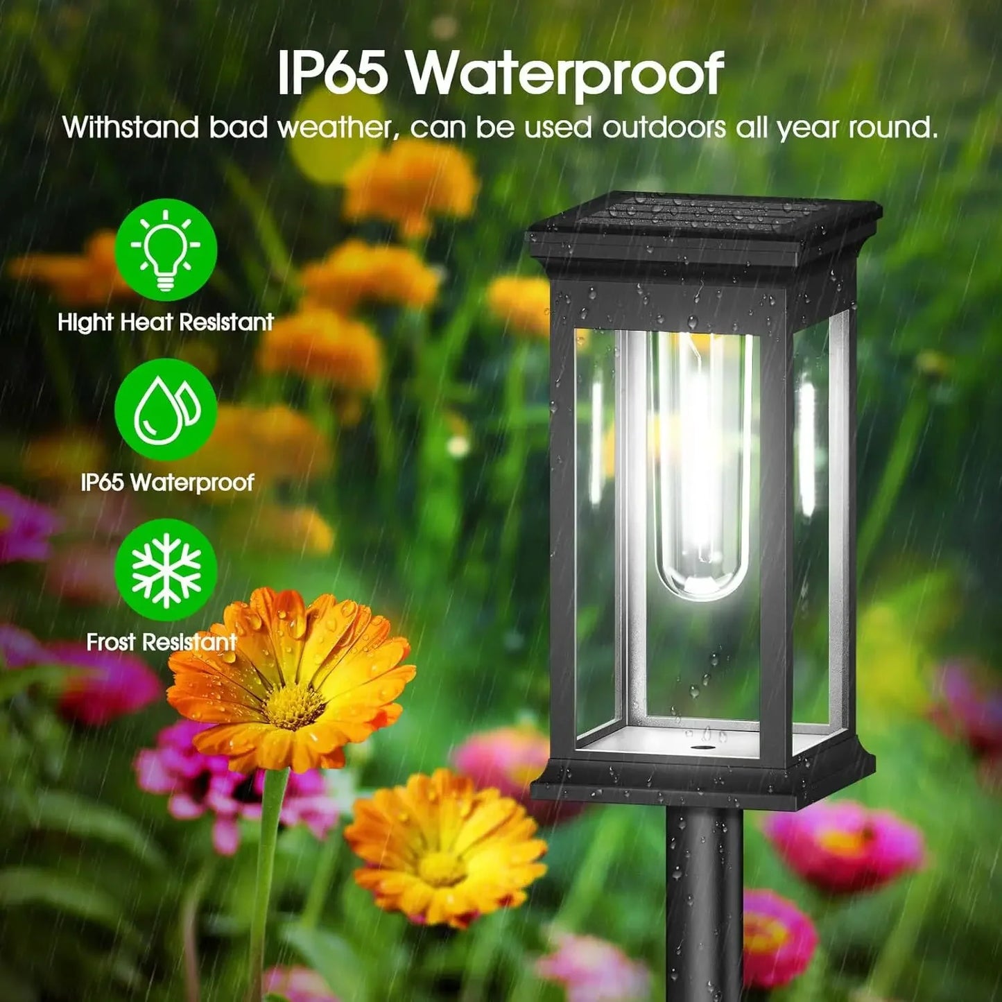 10 Pack White Solar Garden Path Lights for Walkways and Lawns