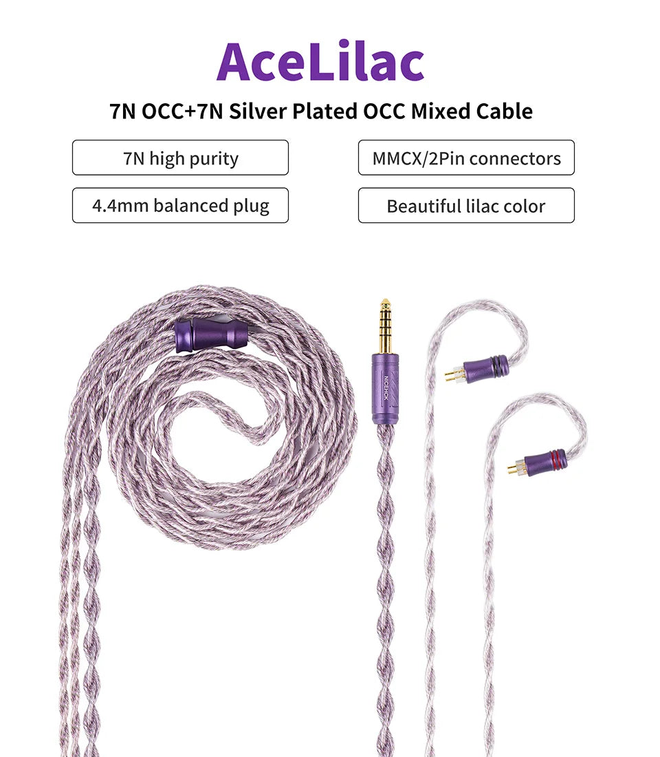 7N OCC HiFi Earphone Upgrade Cable MMCX 4.4mm